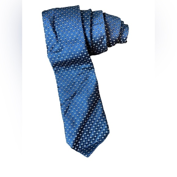 Alby Made in Italy Blue & Gold Checkered Silk Tie 56” - Picture 2 of 11